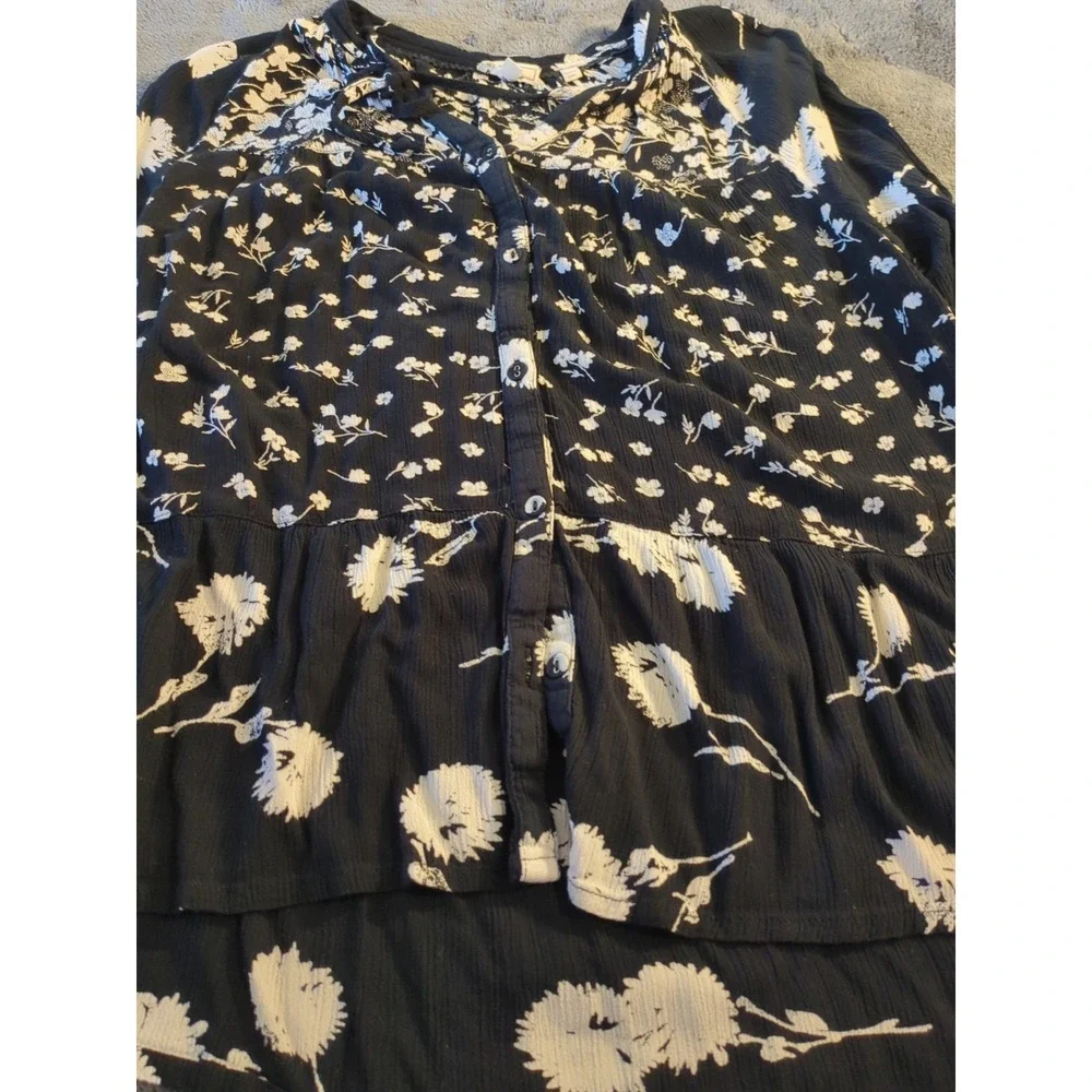 FAT FACE BLACK MONROE POPPY MEADOW FLORAL BLOUSE TOP - SIZE Us Sz 10 - Picture 4 of 7